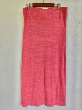 NWT Free People Pink Rose Knit Midi Skirt with Right Side Slit
